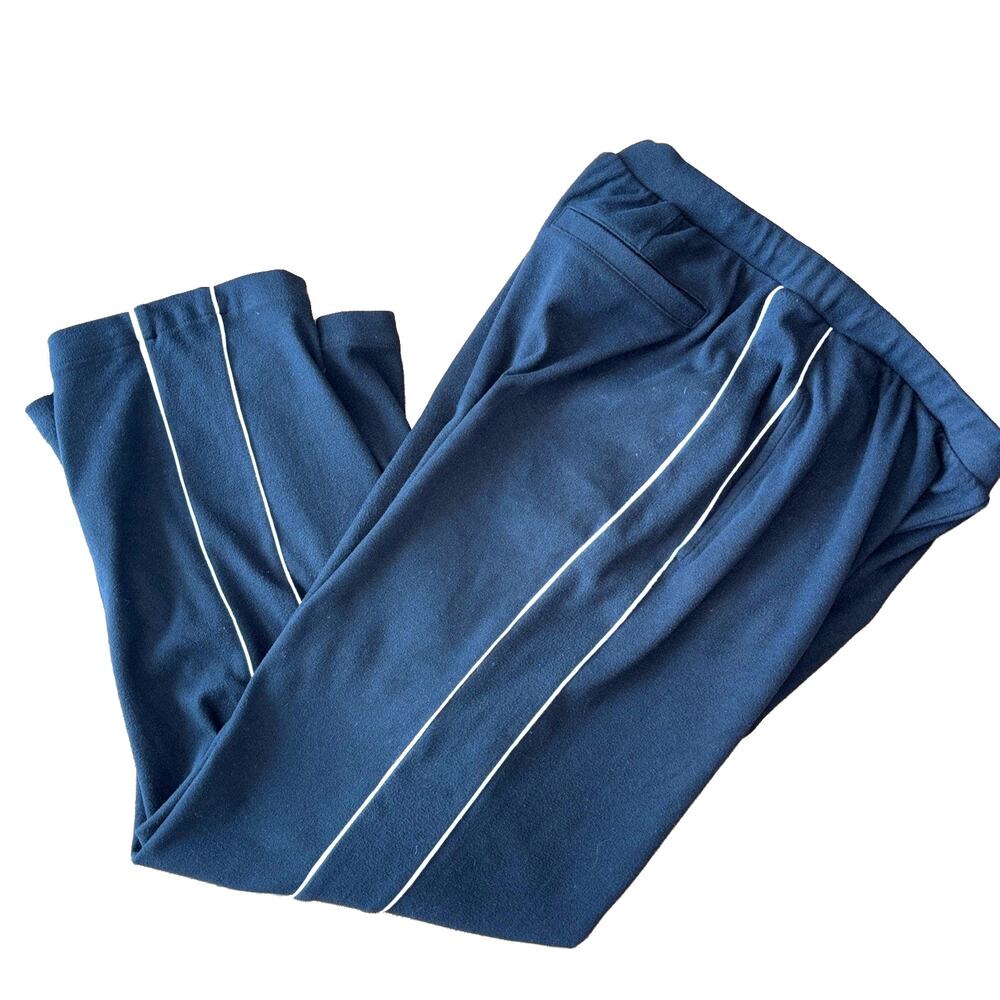 Varley Wide Leg Black Pant Small Brushed Rib Double White Piping Pant 28" Travel